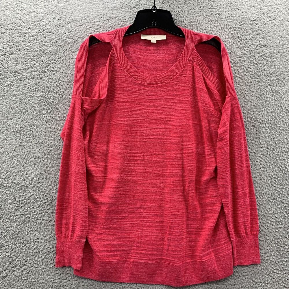 LOFT Blouse Womens Medium Top Long Sleeve Cold Shoulder Pink